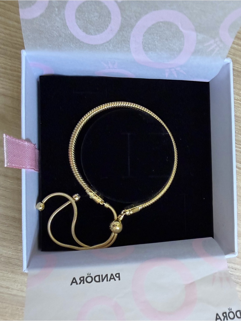 Pandora Gold Adjustable Snake Chain Bracelet